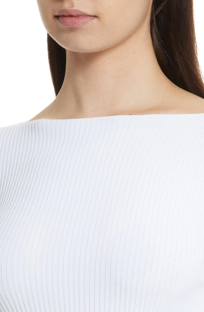 Shop Vince Boat Neck Ribbed Top In White