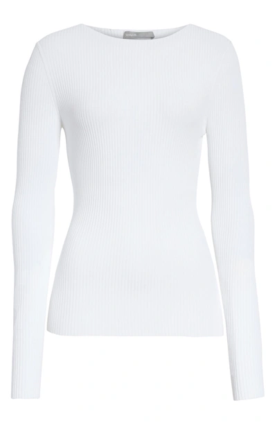 Shop Vince Boat Neck Ribbed Top In White