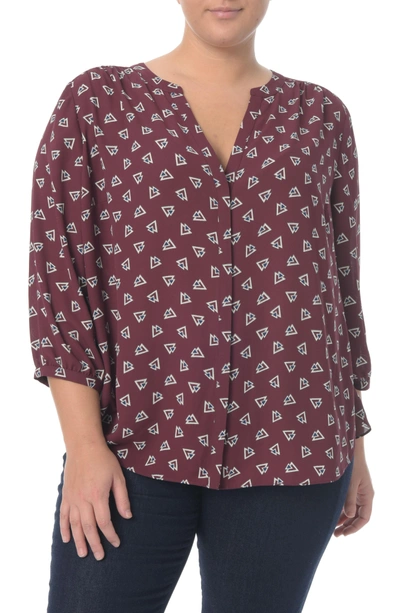 Shop Nydj Blouse In Deco Triangle Deep Currant