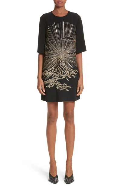 Stella Mccartney Volcano Embroidered Stretch Cady T-shirt Dress In Black |  ModeSens