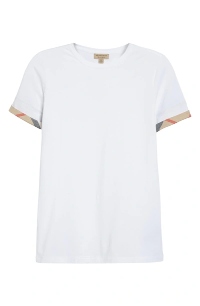 Shop Burberry Check Trim Tee In White