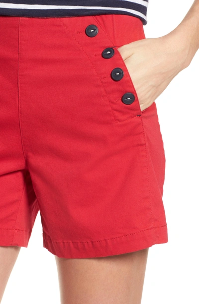 Shop Jag Jeans Sailor Button Detail Shorts In Tango Red
