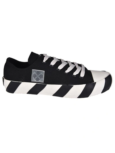Shop Off-white Striped Sole Tennis Sneakers In Black