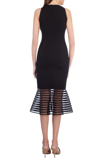 Shop Akris Punto American Stripe Tulle Hem Sheath Dress In Black