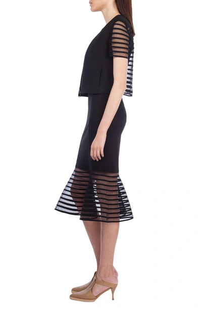 Shop Akris Punto American Stripe Tulle Hem Sheath Dress In Black