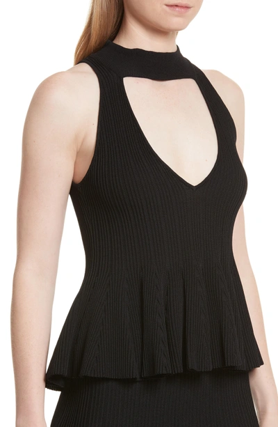 Shop Jonathan Simkhai Rib Knit Peplum Top In Black