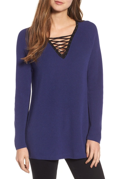 Shop Nic + Zoe A Little Edge Top In Electric Blue