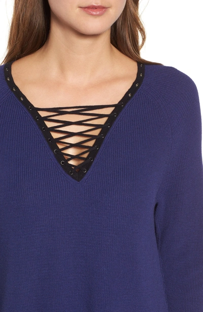 Shop Nic + Zoe A Little Edge Top In Electric Blue