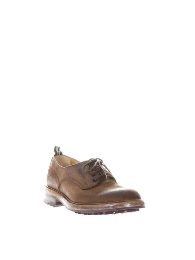 Shop Green George Aged Calf Leather Derby Shoes In Brown