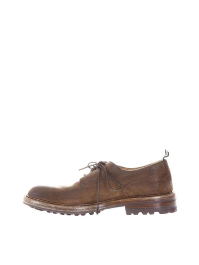 Shop Green George Aged Calf Leather Derby Shoes In Brown