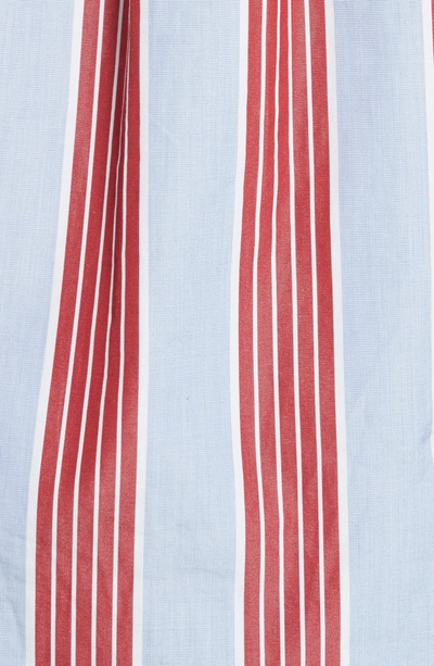 Shop Carven Chemise Manches Longues Stripe Shirt In Bleu Acier/ Rouge Fonce