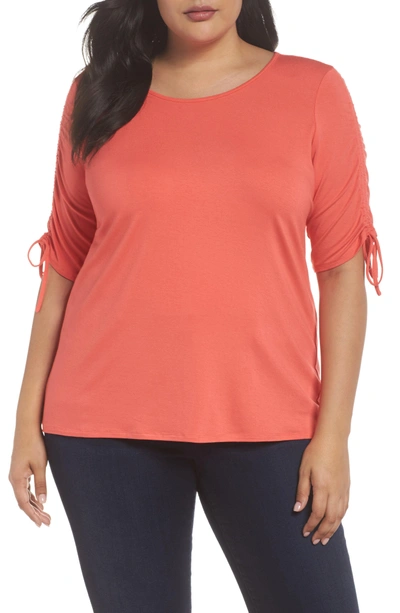 Shop Vince Camuto Drawstring Sleeve Top In Melon