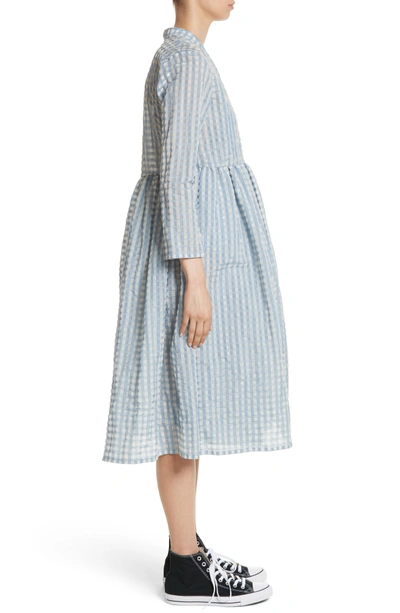 Shop Shrimps Hermione Gingham Seersucker Dress In Blue