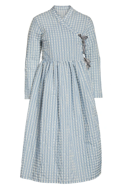 Shop Shrimps Hermione Gingham Seersucker Dress In Blue