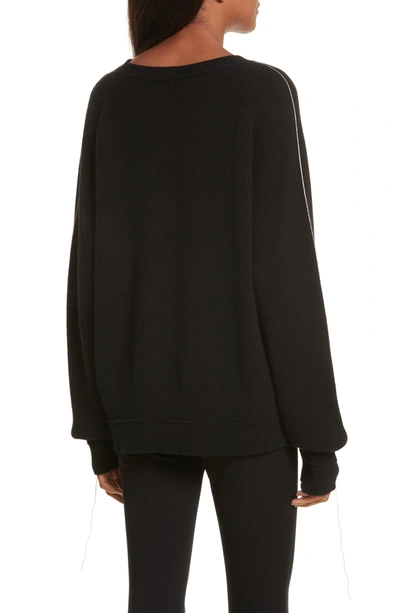 Shop Helmut Lang Distressed V-neck Sweater In Black