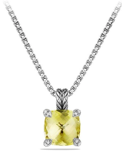 Shop David Yurman 11mm Chatelaine Faceted Pendant Necklace In Lemon Citrine