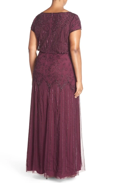 Shop Adrianna Papell Beaded Blouson Gown In Cassis