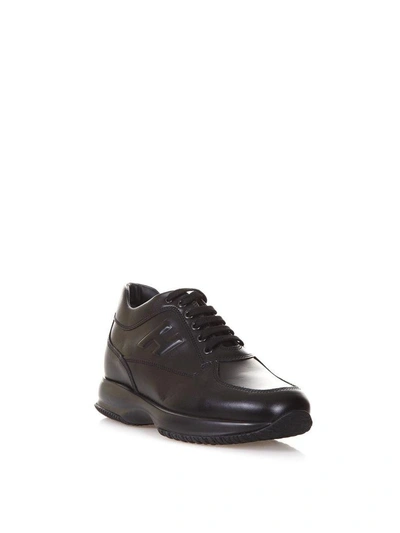 Shop Hogan Interactive Leather Sneakers In Black