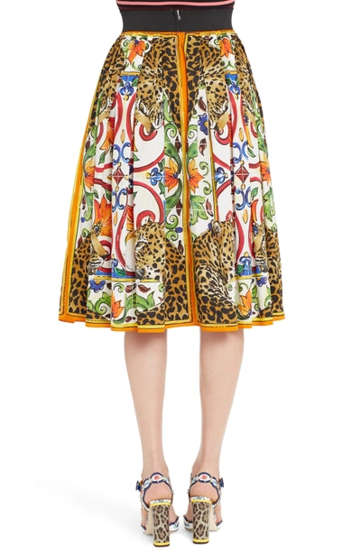 Shop Dolce & Gabbana Maiolica Print Cotton Skirt
