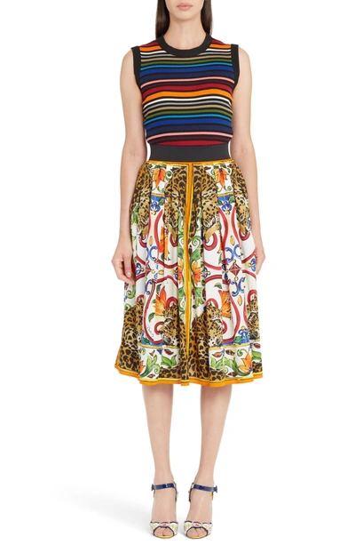 Shop Dolce & Gabbana Maiolica Print Cotton Skirt