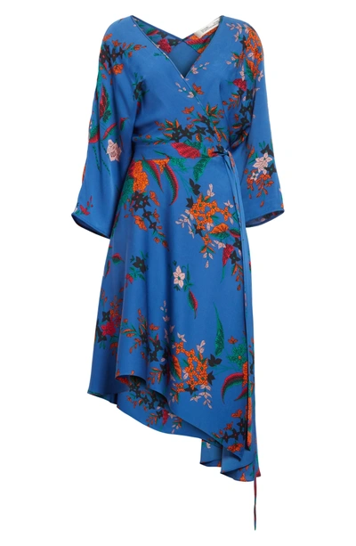 Shop Diane Von Furstenberg Silk Asymmetrical Wrap Dress In Camden Cove
