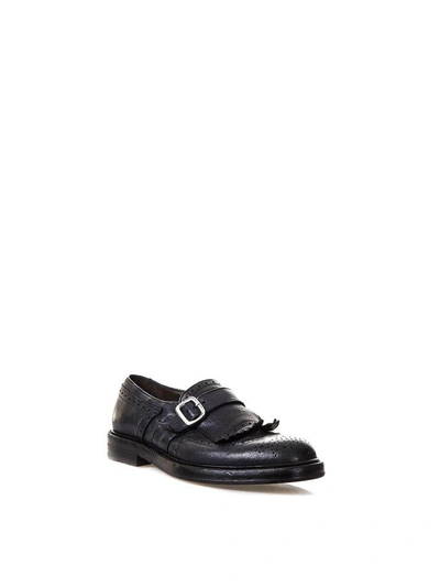 Shop Green George Fringed Leather Monk-strap In Blue