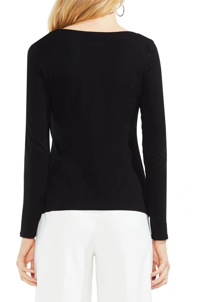 Shop Vince Camuto Asymmetrical Hem Twist Top In Rich Black