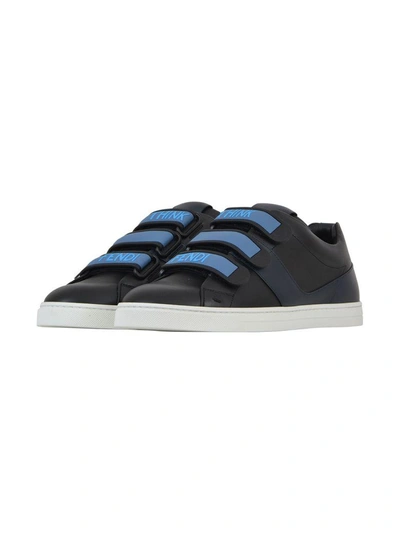 Shop Fendi Velcro Sneaker In Nero/azzurro