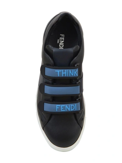 Shop Fendi Velcro Sneaker In Nero/azzurro