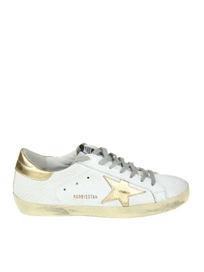 Shop Golden Goose Sneakers Superstar In White Leather And Golden Star