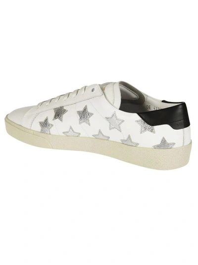 Shop Saint Laurent Star Patched Sneakers In Bianco/argento/nero