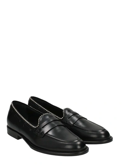 Shop Giuseppe Zanotti Black Studs Leather Loafer