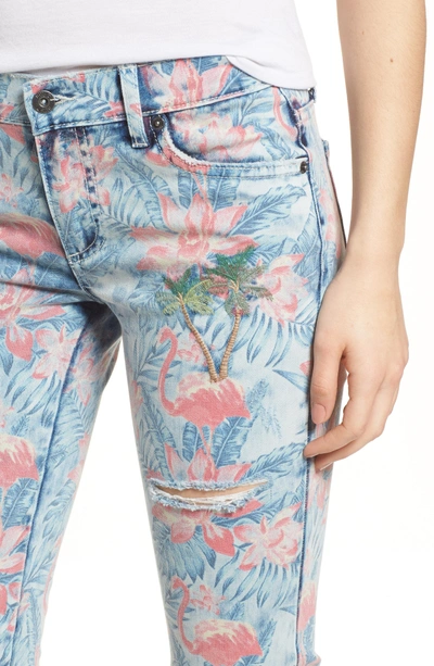 Shop Billy T Embroidered Distressed Flamingo Jeans In Light Blue Paradise