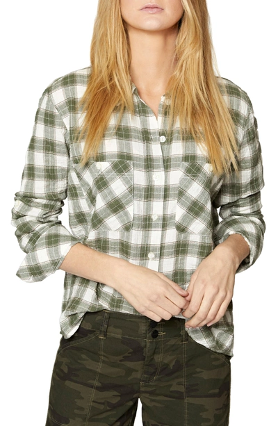 Shop Sanctuary The Steady Boyfriend Shirt In Greenery Plaid