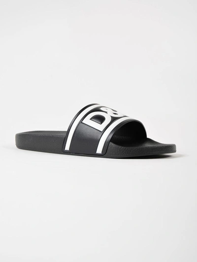 Shop Dolce & Gabbana D & G Sliders In 8tblack/white