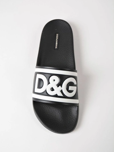 Shop Dolce & Gabbana D & G Sliders In 8tblack/white