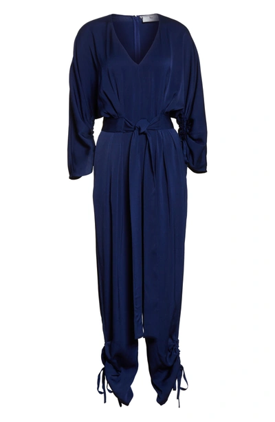 Shop Stella Mccartney Drawstring Cady Jumpsuit In Sapphire Blue