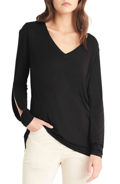 Shop Michael Stars Slit Sleeve Top In Black