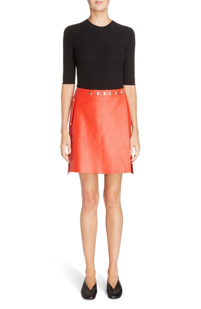 Shop Acne Studios Shirin Leather Miniskirt In Red