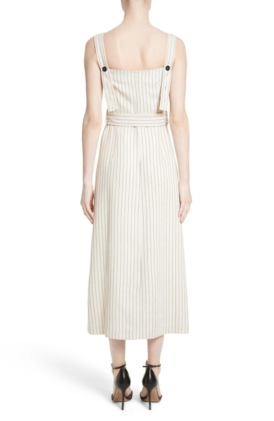 Shop Altuzarra Audrey Button Detail Pinstripe Dress In Sand