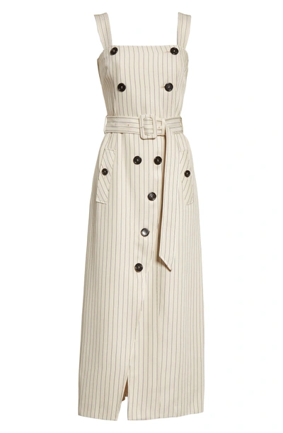 Shop Altuzarra Audrey Button Detail Pinstripe Dress In Sand