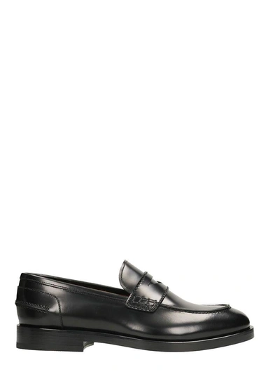 Shop Lanvin Black Leather Loafers