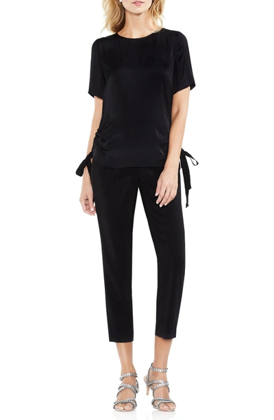 Shop Vince Camuto Side Drawstring Rumple Blouse In Rich Black