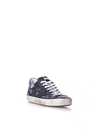 Shop Philippe Model Bercy Blu Leather Trainers In Basic