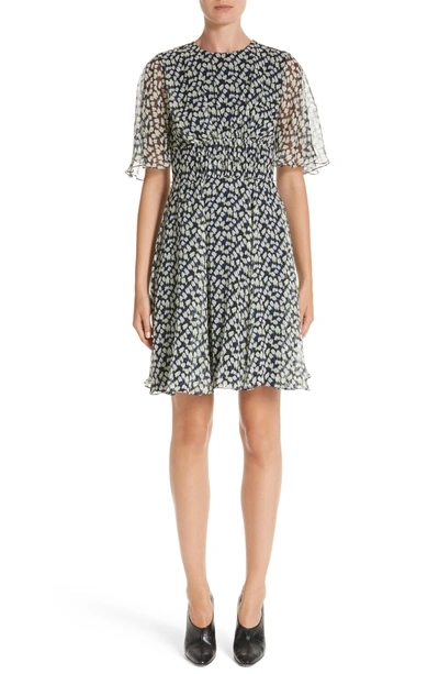 Shop Jason Wu Print Silk Chiffon Day Dress In Azure Multi