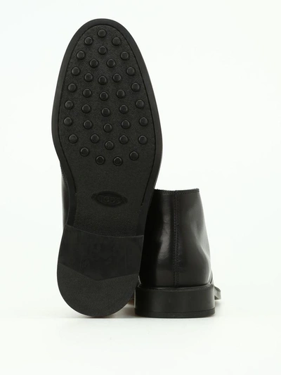 Shop Tod's Leather Desert Boots In Black