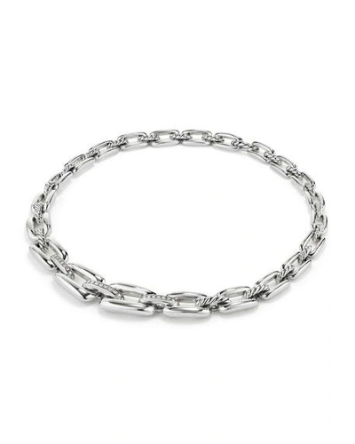 Shop David Yurman Wellesley Sterling Silver Chain Collar Necklace With Diamond Links In White/silver