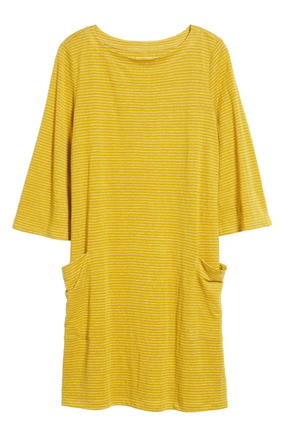 Shop Eileen Fisher Organic Linen Shift Dress In Mustard Seed