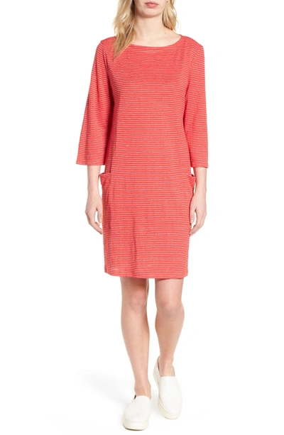 Shop Eileen Fisher Organic Linen Shift Dress In Strawberry