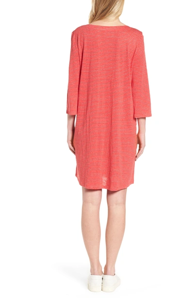 Shop Eileen Fisher Organic Linen Shift Dress In Strawberry